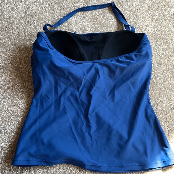 Blue Ruffle Tankini Top with removable halter strap - Picture 3 of 5
